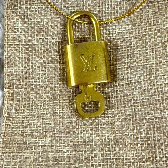 Vintage Louis Vuitton Brass Padlock & Key Necklace – No. 319 - Picture 1 of 9